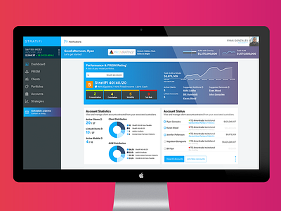 StratiFi Financial Advisor Dashboard app branding dashboad data design finance financial services platform saas stock ui ux