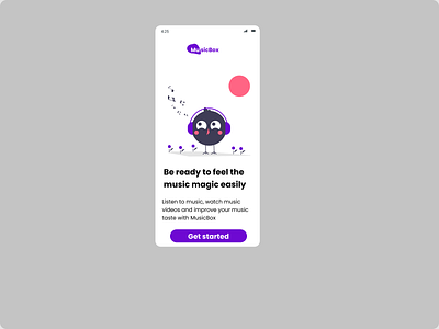 Landing page for a music app design ui