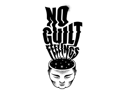 No Guilt - typography distortion black white black and white design dots dotwork illustration typography vector