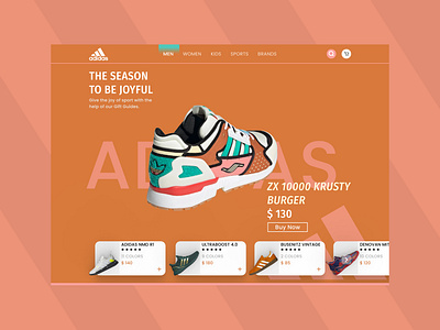 Adidas Website Design adidas burger design desktop grapic design store ui web web design web store webdesign