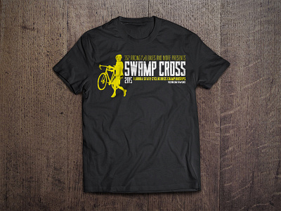 Swamp Cross charcoal cycle cross cycling t shirt wood grain yellow