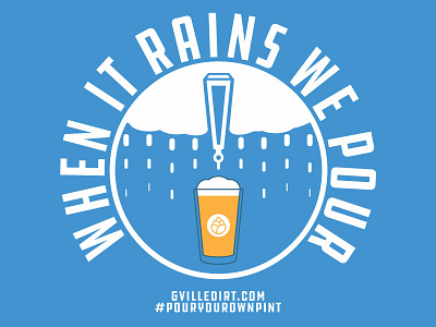 When It Rains We Pour beer blue circle hashtag rain tap type