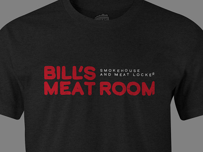 Bills Meat Room food meat red restau smokehouse tshirt typo white