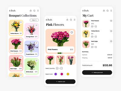 Flower App Design app design designer flower improvement practice ui visual