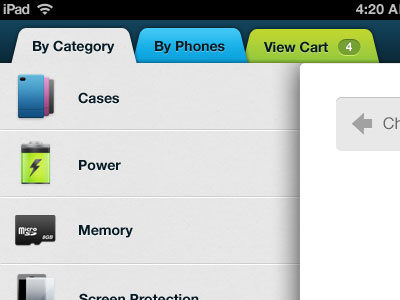 Choose a Category ipad ui