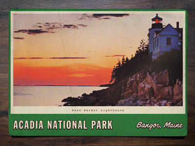 Postcard: Acadia National Park lighthouse maine postcard retro vintage