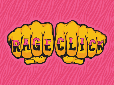 Rage Click click knuckles pink rage tattoo yellow zebra