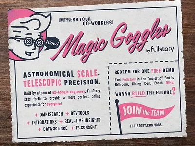 FullStory is gonna be at GopherCon ad comic book go gopher print retro skeuomorphism