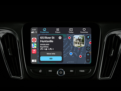 RealEstate Australia - CarPlay App android auto app extension apple buildings car car dashboard carplay dark dashboard design drive home house human interface guidelines ios map motor real estate ui vehicle