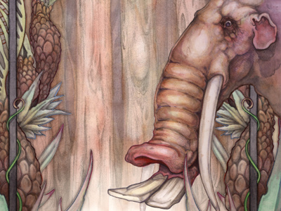 Platybelodon comics digital elephant illustration prehistory time travel traditional watercolor
