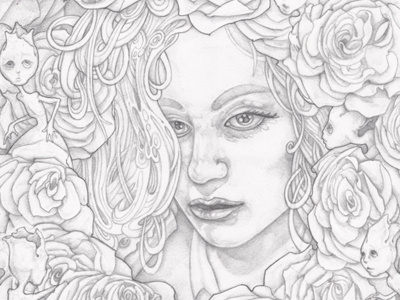 Lexie Album Art WIP album flowers illustration music pencil psychedelic