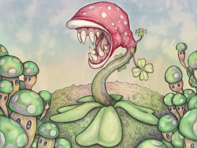 Lucky Piranha Plant digital illustration mario nes nintendo piranha plant watercolor
