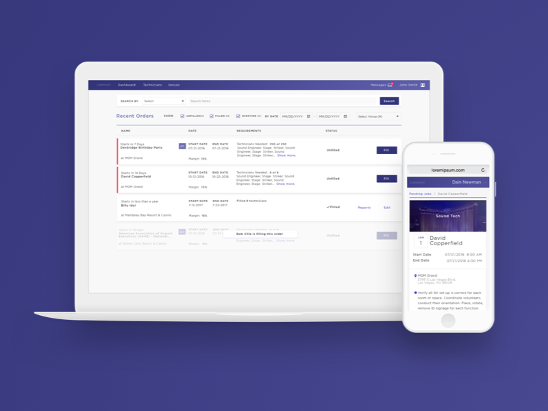 Labor Scheduling gradients responsive dashboard ui