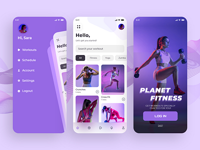 Fitness App app appdesign branding design fitness fitness app fitness ui graphic design gym health illustration logo screens ui ux vector workout