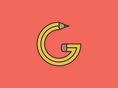 G Pencil design flat icon letter lettering logo typography