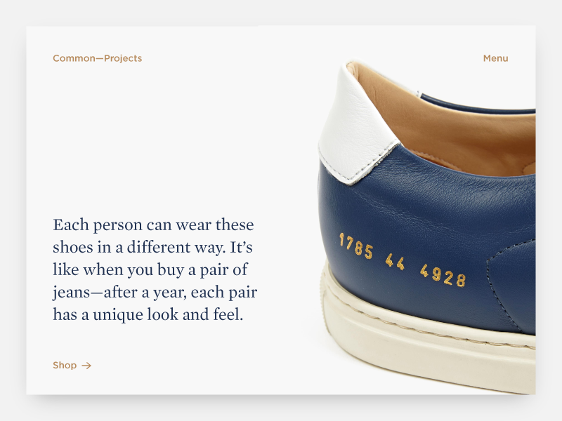 Common Projects web design cp ui ux typography design web shoes