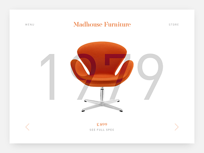 Madhouse Furniture branding chair eames furniture orange web design website