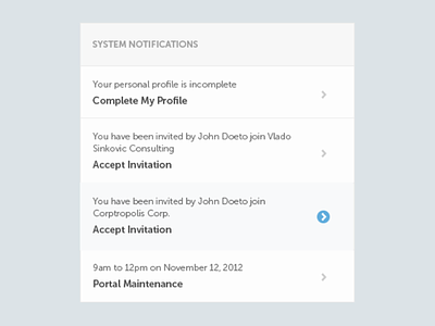 Notifications with hover state hover messages notifications sidebar ui