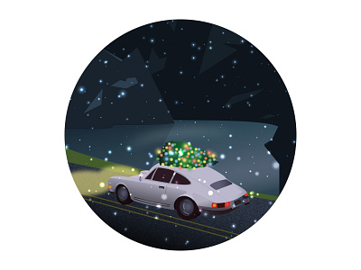 the holiday is coming adobe adobe illustrator car christmas illustration illustrator snow vector