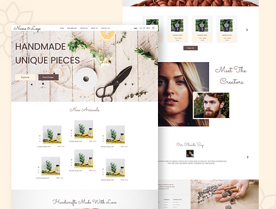 Handicraft E-Commerce Website aesthetic beige branding craft design ecommerce handicraft handmade marketing products shopping typography ui white