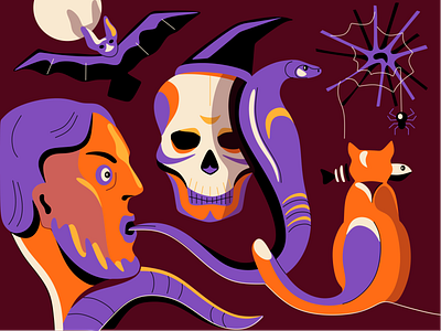 Halloween app branding design editorial illustration ui vector