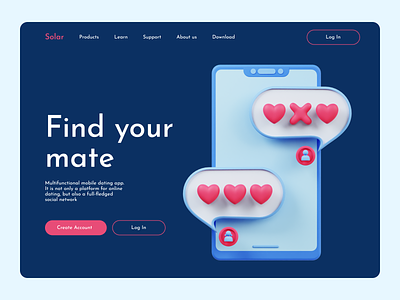Dating App Solar design ui ux web webdesign