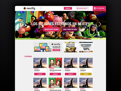 Nextfy - Watch movies with your family design funny homepage landing layout list movies ui ux