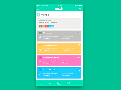 Nextr android app app design list schedule ui ux