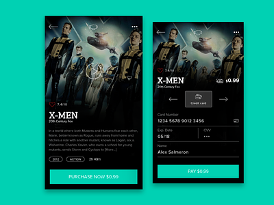 Movapp - Buy and watch movies online app app design tickets ui ux