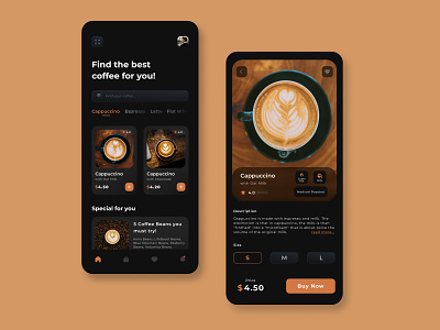 Coffee Shop App Design app branding coffee coffee app design figma mobile mobile app ui ux visuals