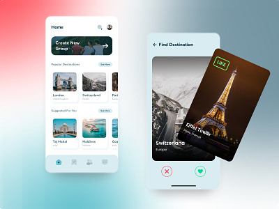 Travel Service App amazing app app ui creative design figma latest motion graphics popular swipe tinder travel ui ui trends uiux