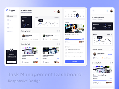 Task Management Dashboard UI creative dashboard design figma light theme management minimal purple task management todo ui ui design uiux white