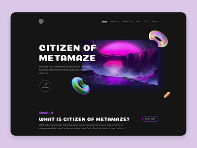 Metamaze Landing Page bitcoin branding coins creative dark theme design exploration figma landing page metaverse nft ui ui design uiux virtual