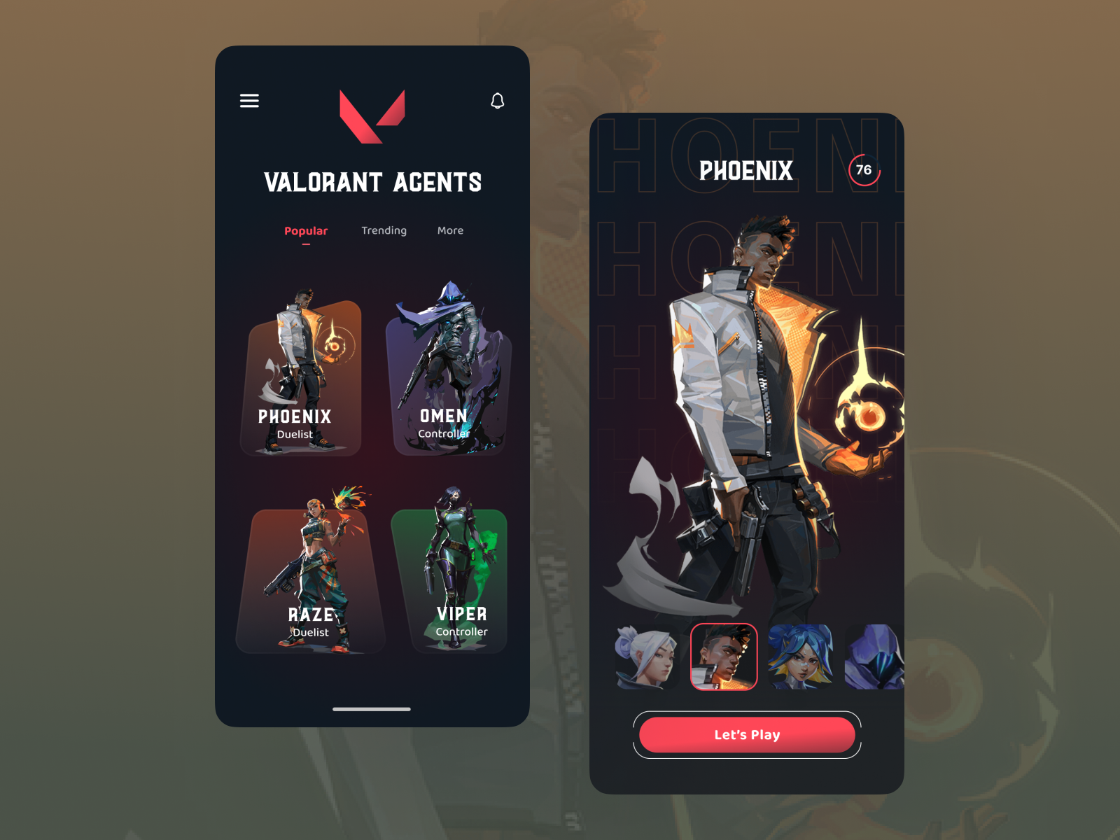 Valorant Agents UI by Vinay Tekwani on Dribbble