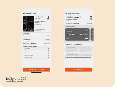 Credit Card Checkout app design ui ux