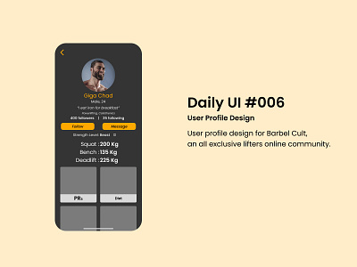 User Profile Design for Barbell Cult app branding design ui ux