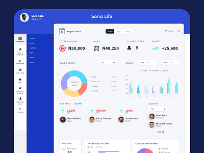 Insurance Company Dashboard Concept