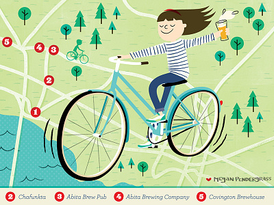 Edible Magazine Illustration beer bicycle bikes illustration map