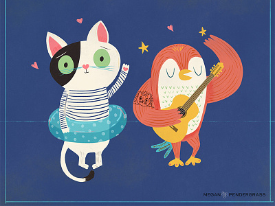 WIP Owl & the Cat cat characters illustration owl wip