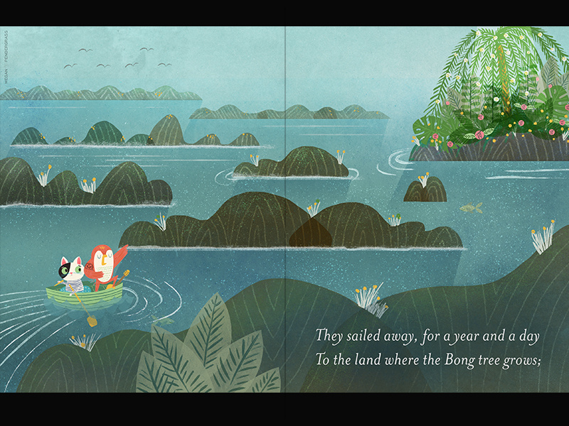 Owl & Cat Picture book Spread cat owl picture books illustration childrens books wip