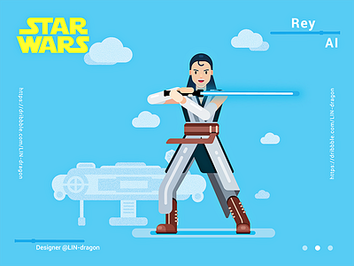 Rey -- star wars AI color design flat game illustration starwars ui web