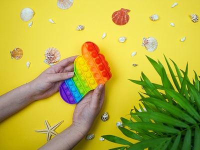 Anti-stress toy in the hands of a girl