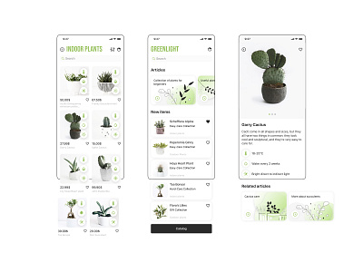 Greenlight Mobile App app branding concept green minimal mobile app plants shop ui ux