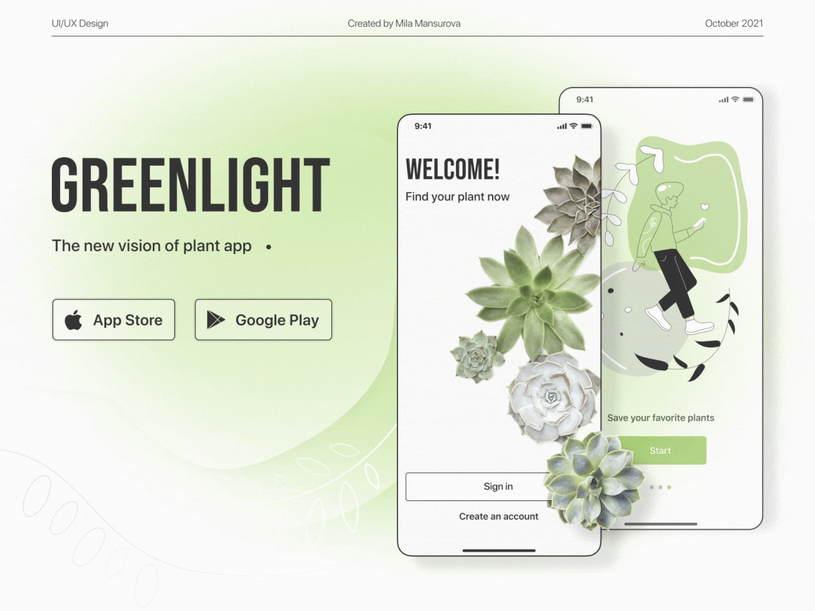 Greenlight cover animation animation app app design branding concept green minimal mobile app plants shop ui ux