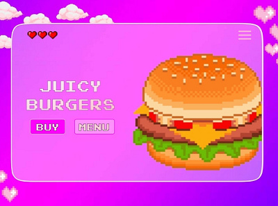 pixel burgers website 2021 design