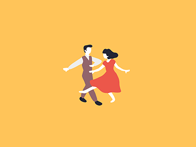 Joyful couple dance happy illustration