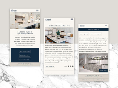 Menzie Website design marble stone website