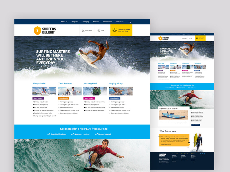 Surfers Free Website Psd File photoshop free freebie surf clean web ui website freewebsite webdesign freepsd