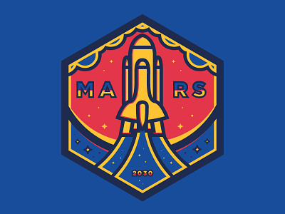 Mars 2030 🚀 @cottonbureau blue illustration logo mars minimalistic planet red space star tshirt typography yellow