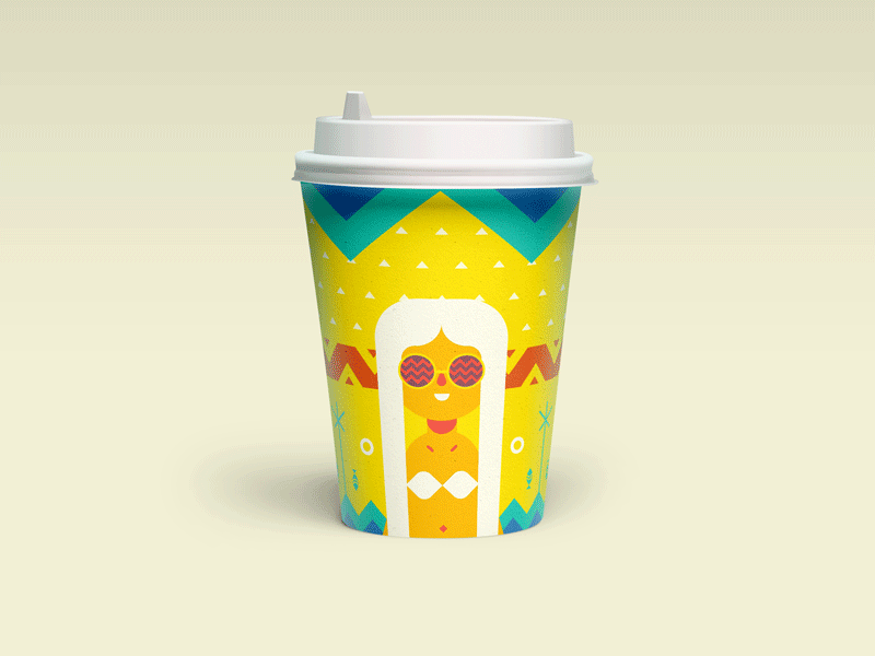 Summer coffee cup animation coffee cup expressions girl illustration summer